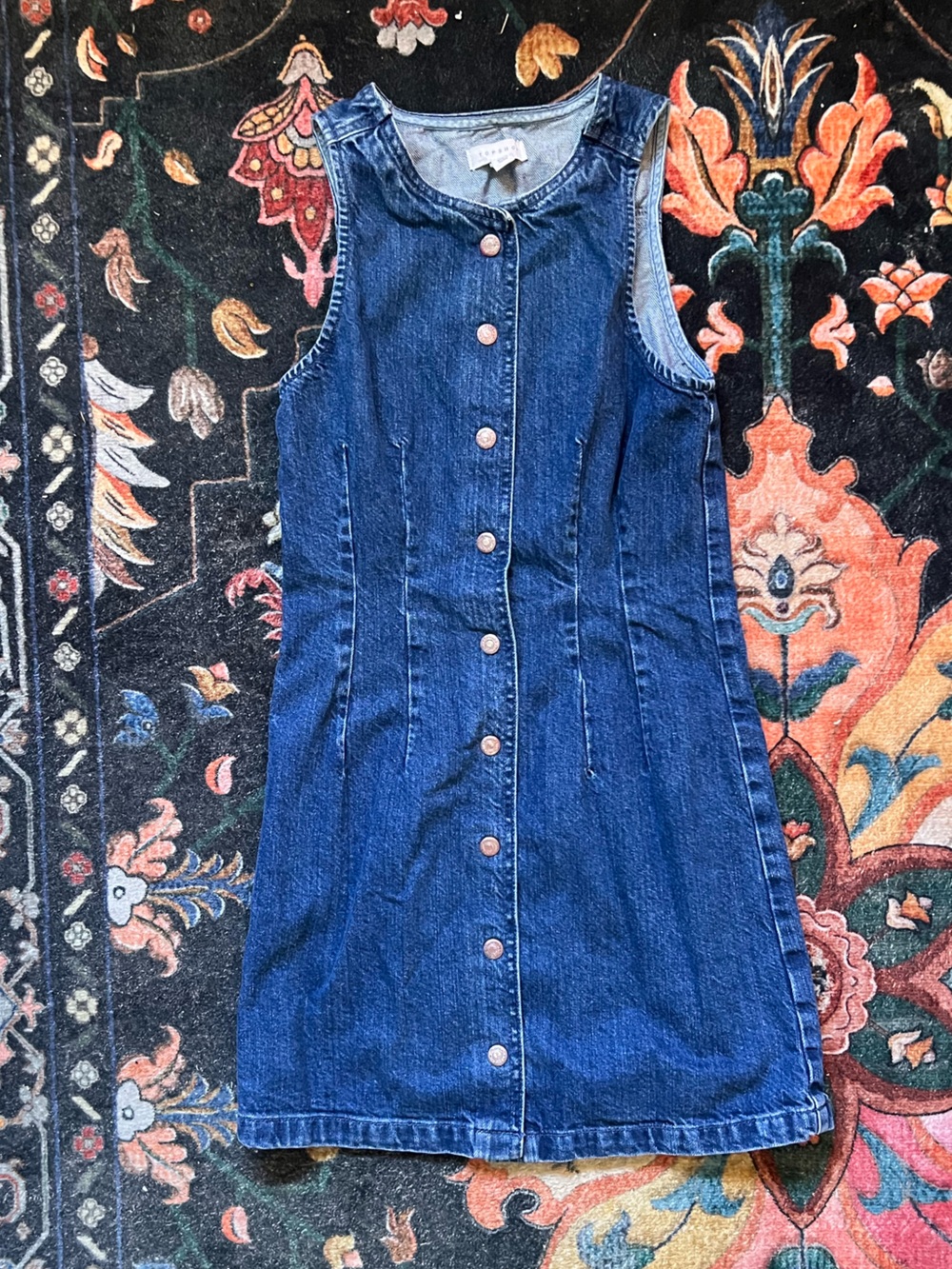 Topshop Blue Button-Front Denim Dress
